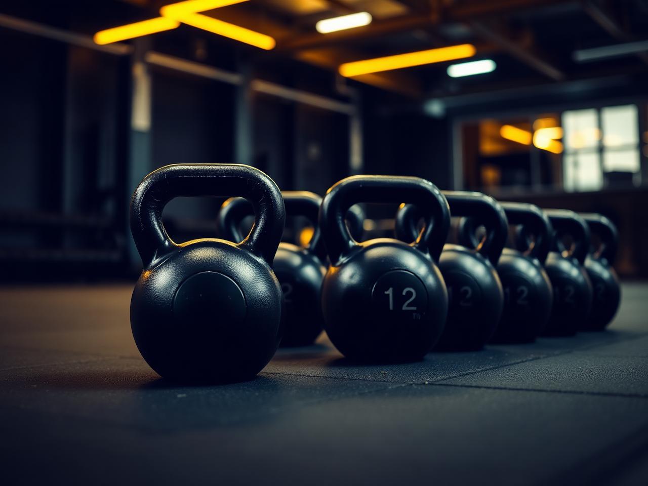 Kettlebells w rzędzie
