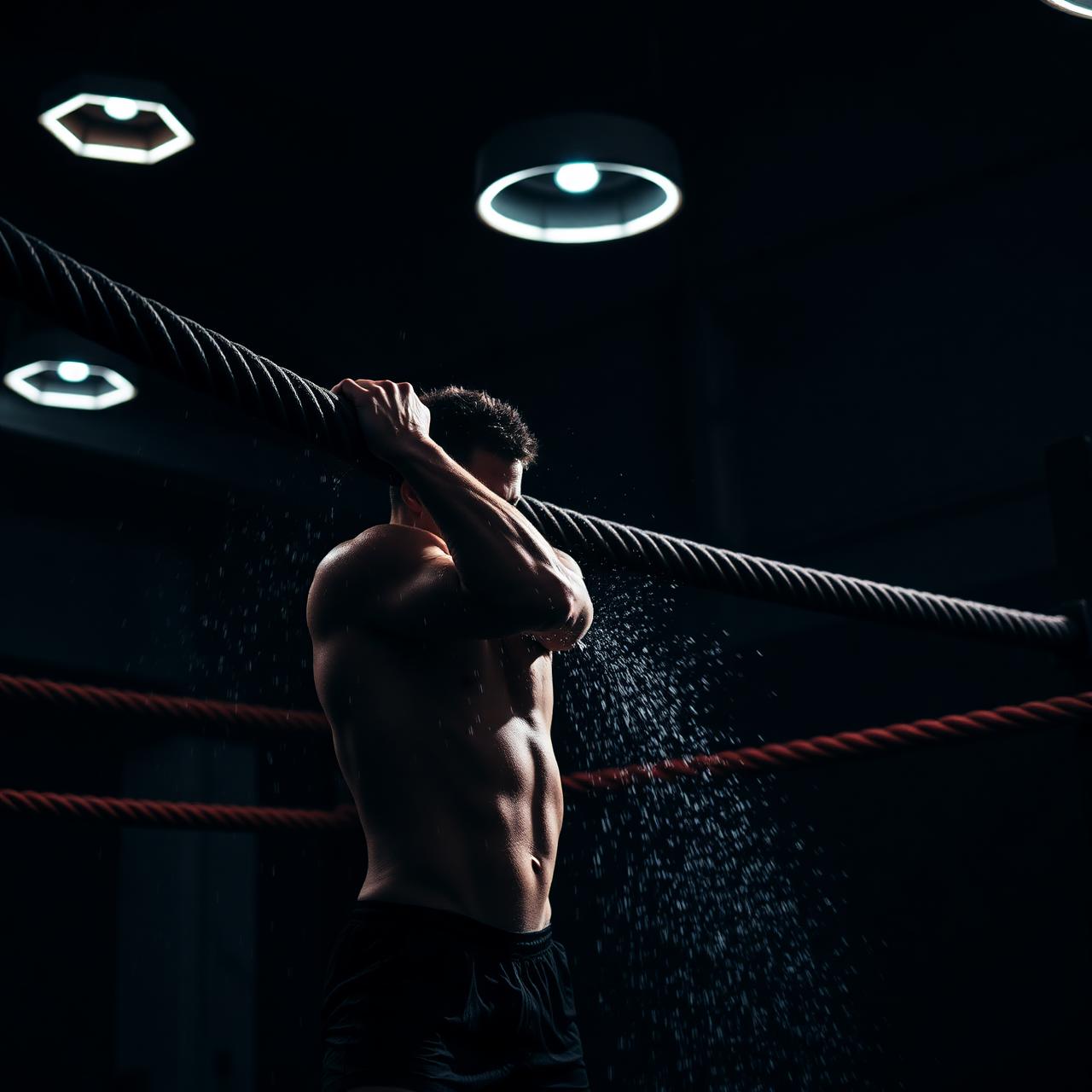 Battle ropes — kropelki potu